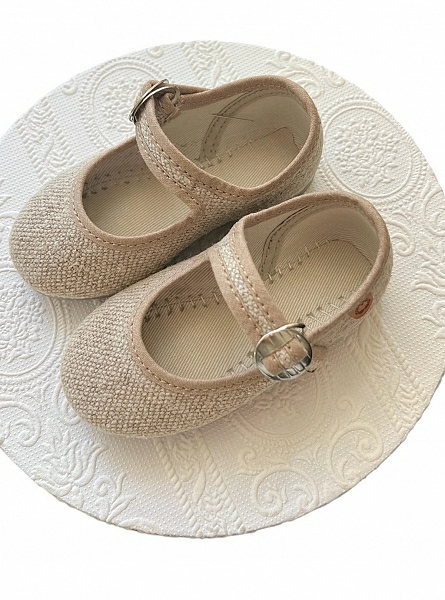 Sand colored linen Mary Jane. special ceremony
