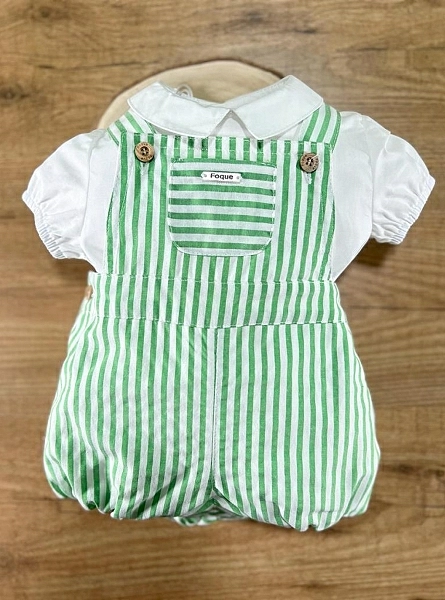 Set for boy. Striped overalls and blouse.
