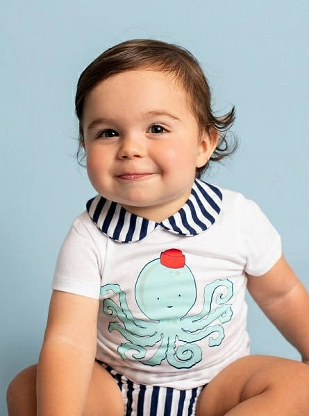 Set for boys t-shirt with octopus and navy striped panties