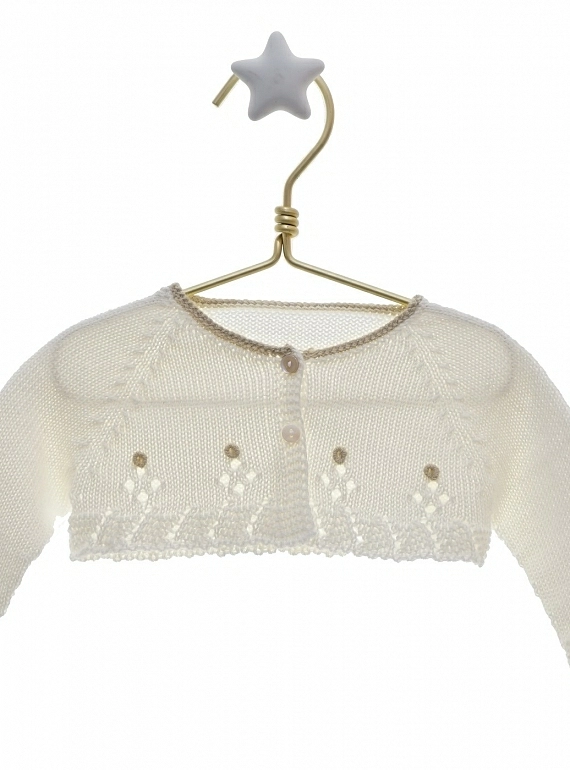 Short beige unisex jacket with rococo flower