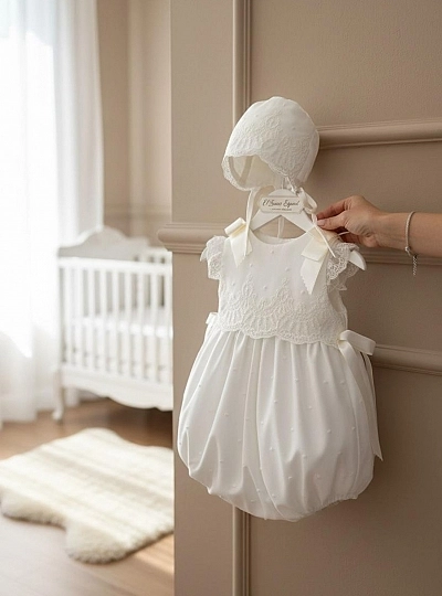 Sleeveless romper and bonnet from the Fantasy collection Sleeveless romper and bonnet from the Fantasy collection