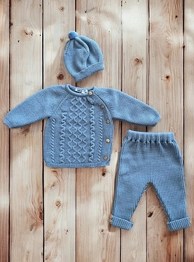 Stone blue knitted set for boys, Páramo collection