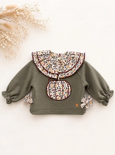 Sudadera para Niña con Cuello Desmontable Calabazas José Varón Sudadera para Niña con Cuello Desmontable Calabazas José Varón