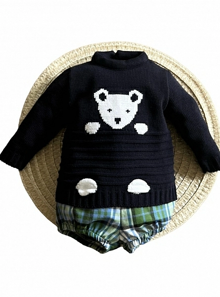 Sweater and bloomers set for boys White bear collection