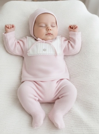 Three-piece outfit for baby girl, pink, Montreal Collection