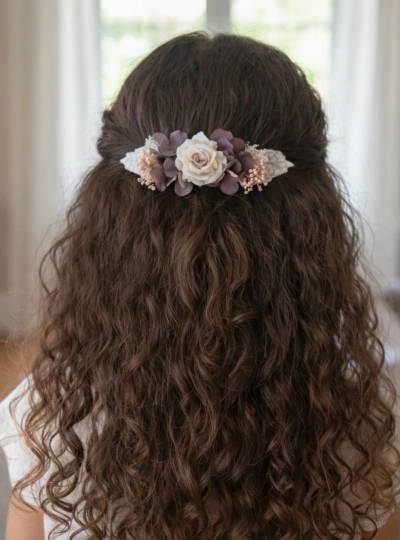 Tocado pinza en flores. Dos colores