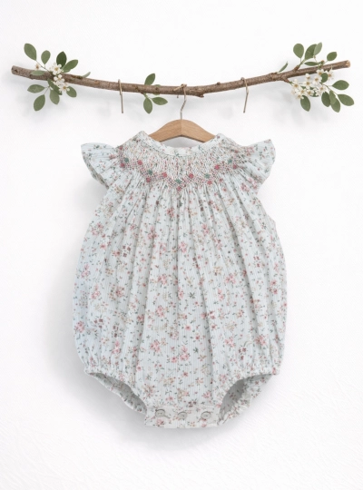 Toronto collection baby romper with smocked knit