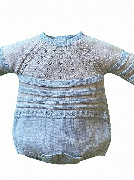 Two-color knitted romper for boys. Ideal
