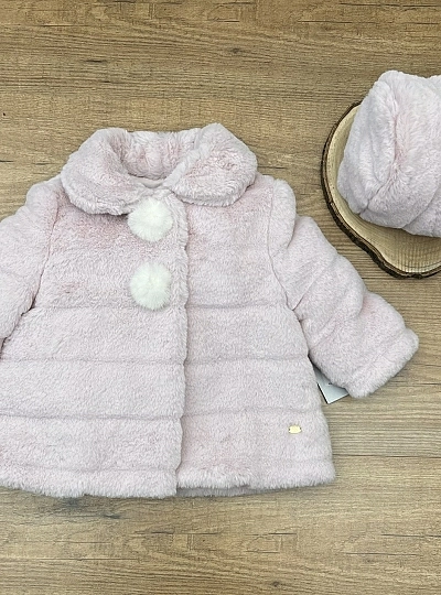 Two-color striped fur coat and hood set. Two-color striped fur coat and hood set.