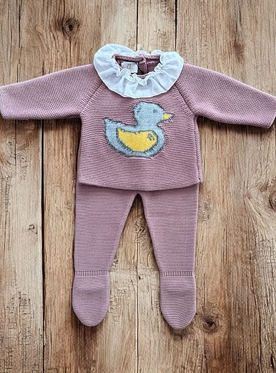 Two-piece outfit for girls with a duck print from La Martinica