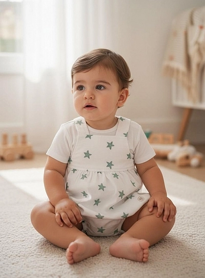 Two-piece set for boys, Green Star