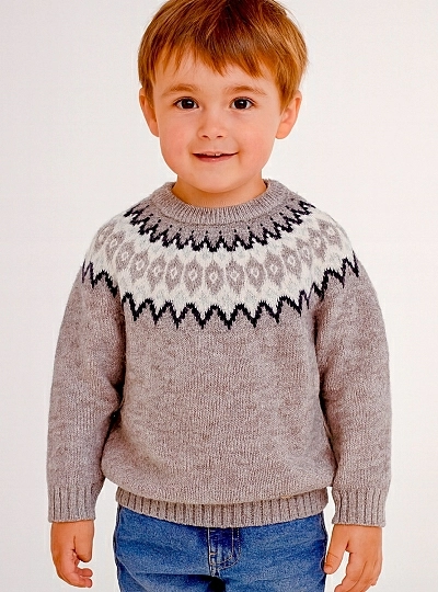 Two-tone jacquard knit sweater, Sherwood model