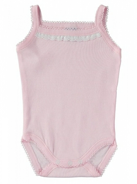 Unisex bodysuit with embroidered strip and suspenders. 4 colors