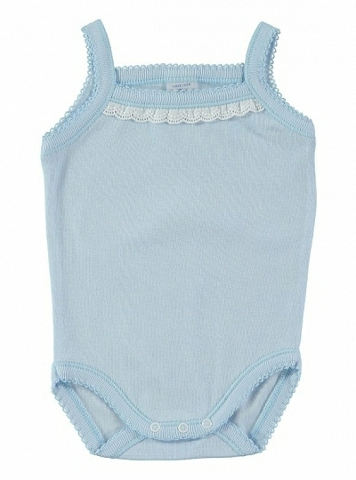 Unisex bodysuit with embroidered strip and suspenders. 4 colors