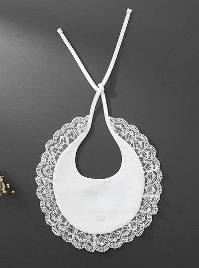 Unisex christening bib from the Victoria collection