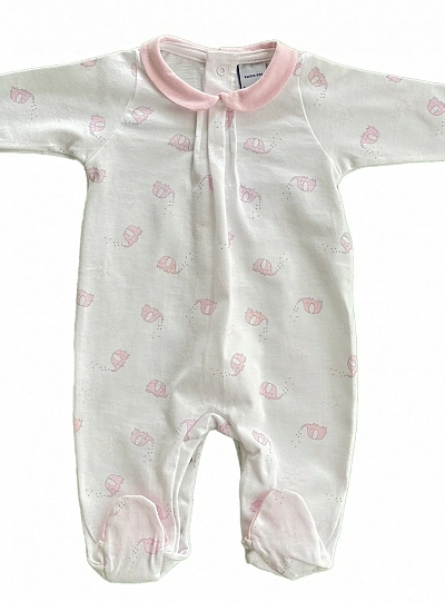 Unisex cotton romper, elephants print. Three colors. P-Summer