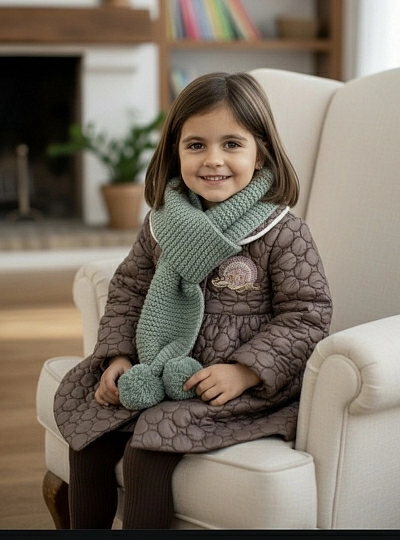 Unisex knitted scarf with tassels