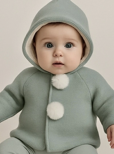 Unisex knitted trench coat with fur inside