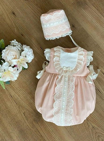 Unisex romper and bonnet set in cotton Boal. Various colors and sizes