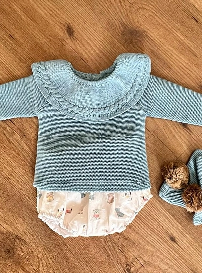 Unisex set in knit and fabric. Mint Collection