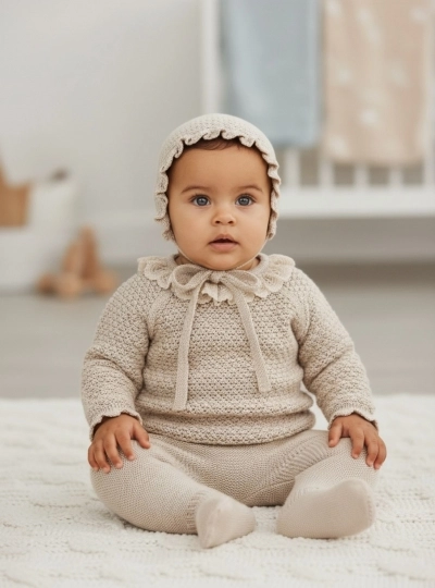 Unisex three-piece set in sand color Unisex three-piece set in sand color