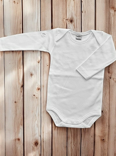 Unisex white cotton bodysuit with American collar