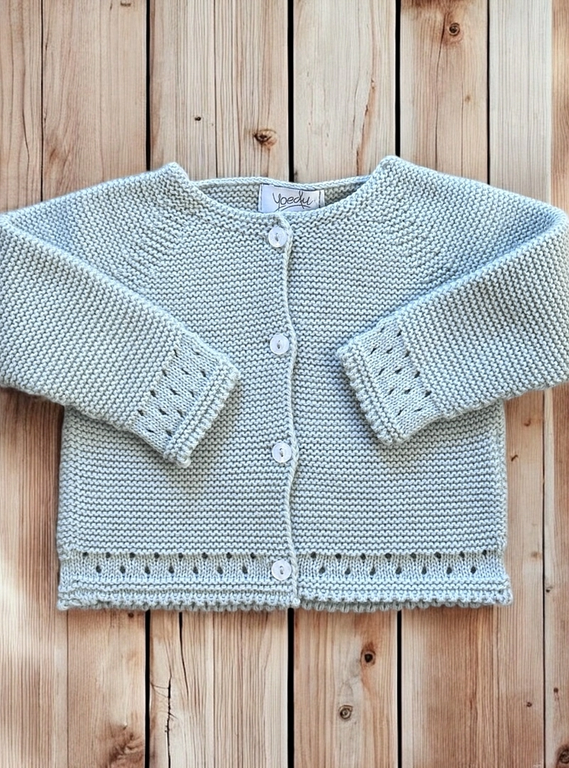 Unisex winter knit jacket in silk green