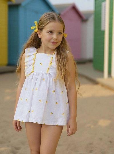 Vestido blanco y amarillo colección Limones