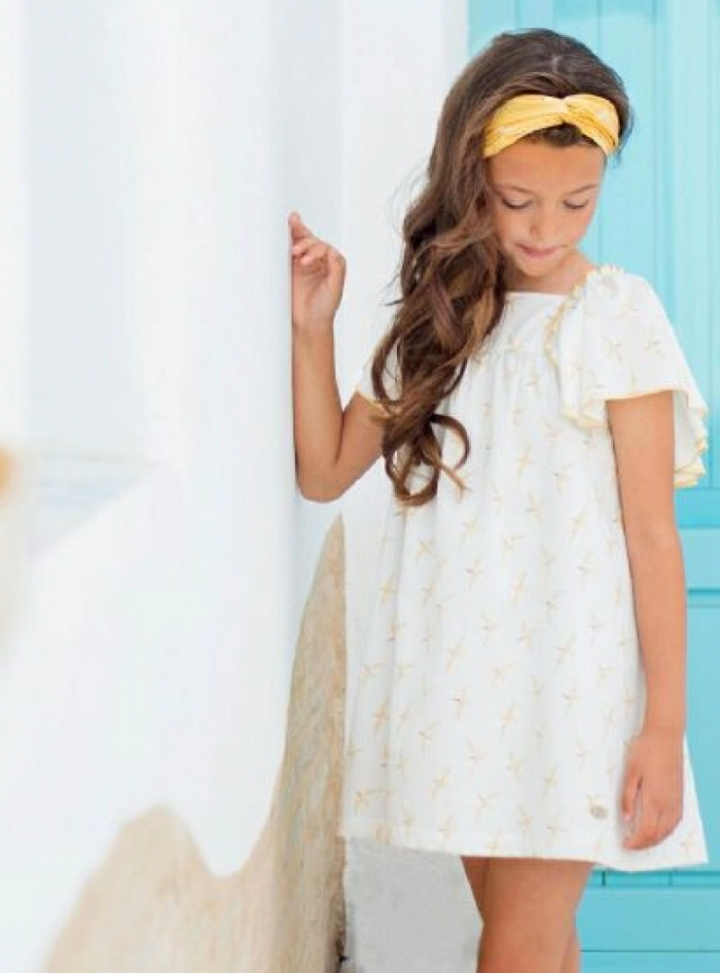 Vestido de Eve Children Blanco roto con pajaritos. P-V