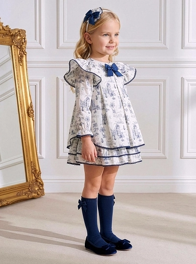 Vestido niña Toile de Jouy azul Vestido niña Toile de Jouy azul