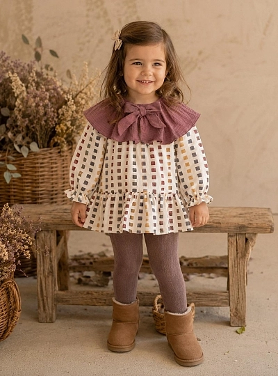 Vestido para niña con cuello desmontable Colección Parchís Vestido para niña con cuello desmontable Colección Parchís