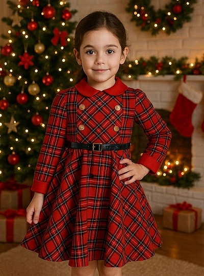 Vestido para niña evasé colección Christmas Dreams