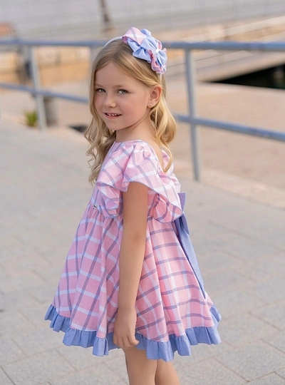 Vestido rosa y azul. Colección Brisa Azul