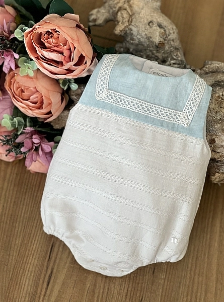White and powder blue romper Xandra collection