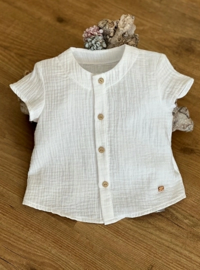 White bamboo shirt for boy