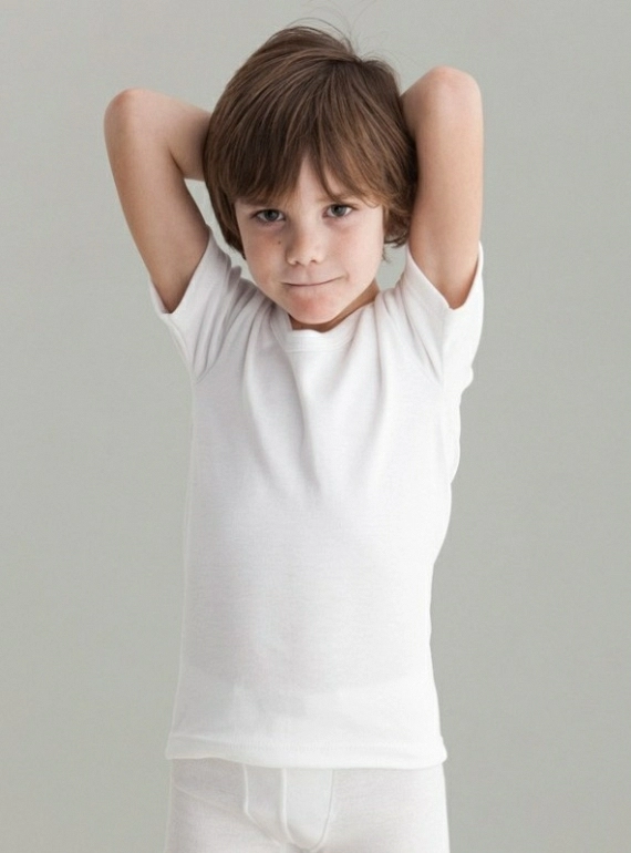 White short-sleeved undershirt for boy