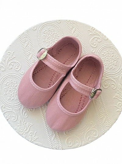 Zapatilla Mercedita de lona color rosa Palo.