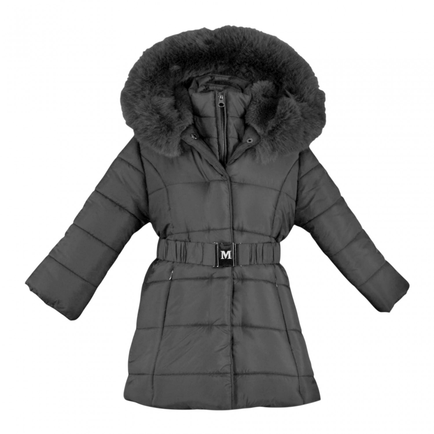 Abrigo acolchado para niña gris antracita Primer Bebé - Main Image