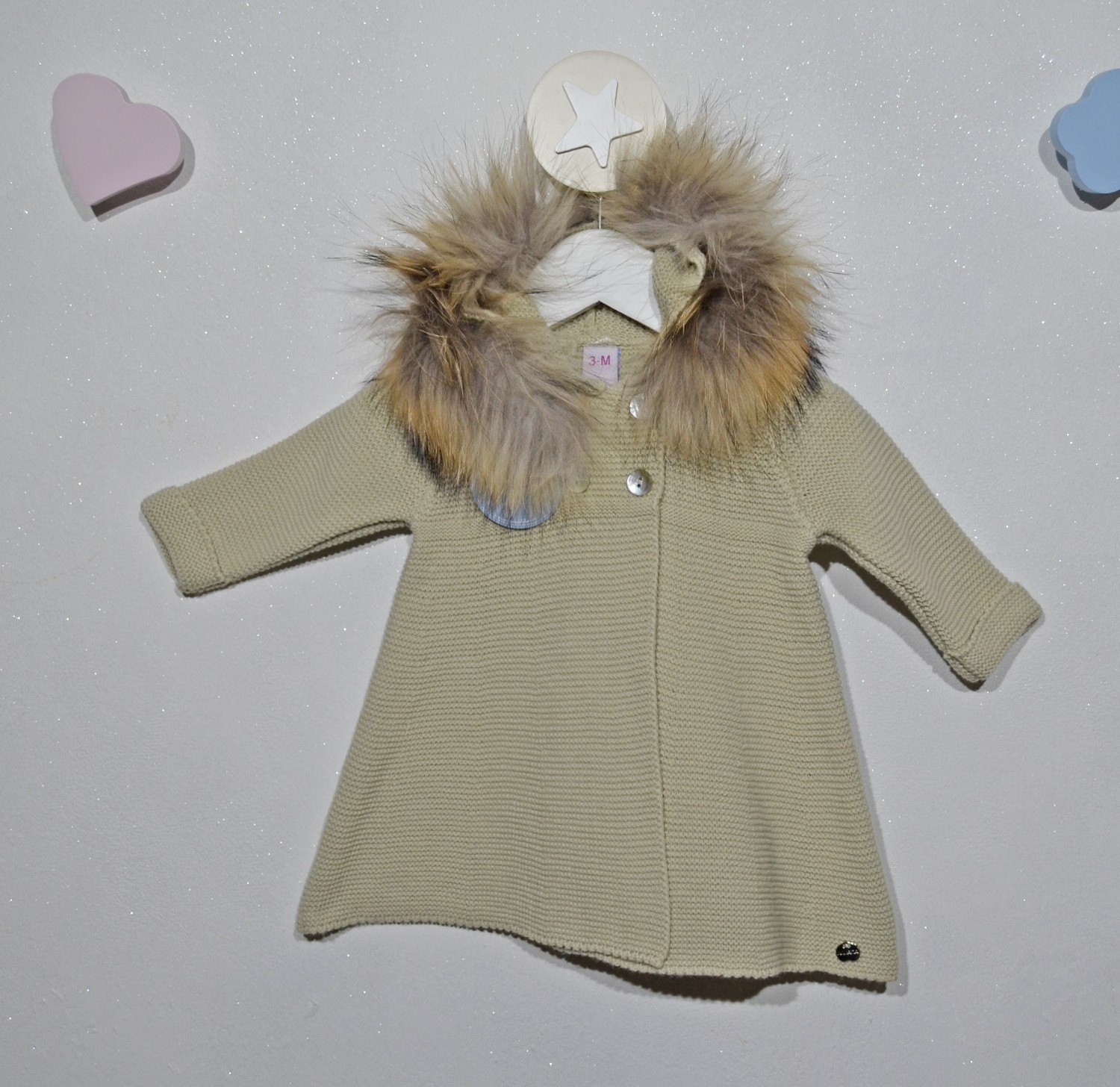 Abrigo de punto con capucha de O-Invierno Primer Bebé