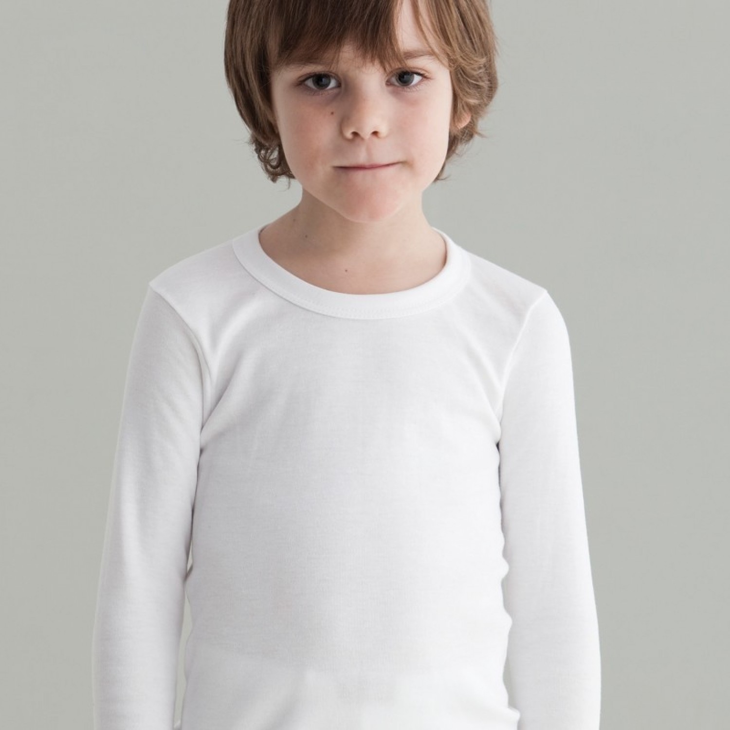 Camiseta manga larga niño blanca