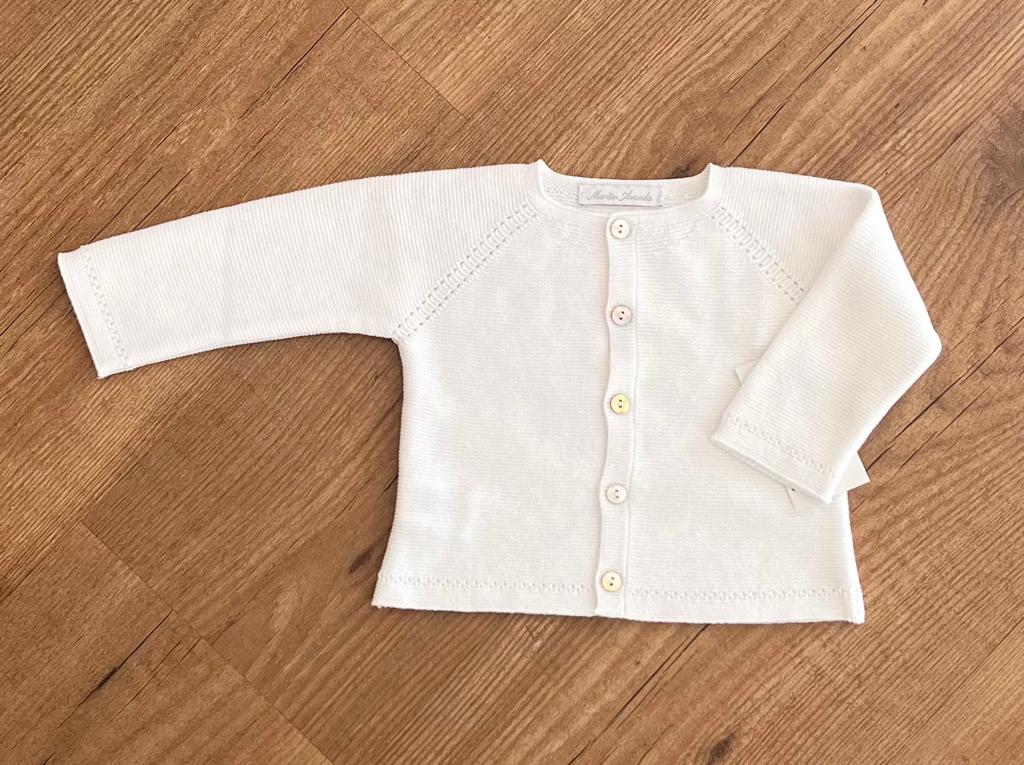 Chorrito Alabama Empírico Chaqueta para niño en blanco. Punto de algodón | Primer Bebé