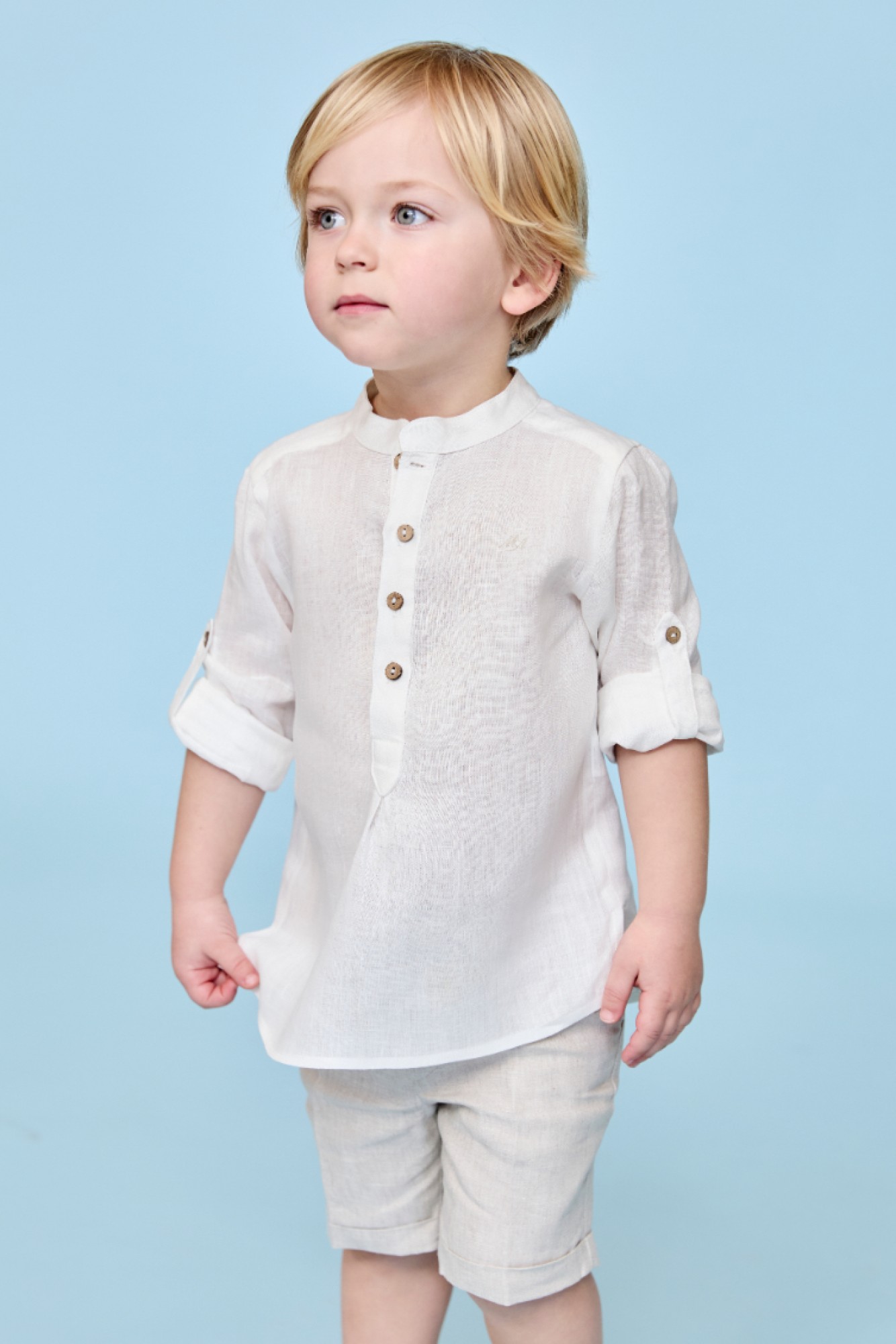 camisa beige niño