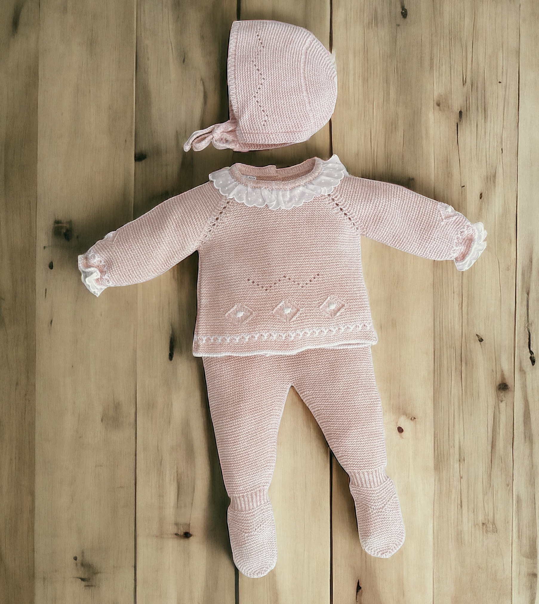 Capota Polainas Bebe Recien Nacido Capota Conjunto Bebe Rosa