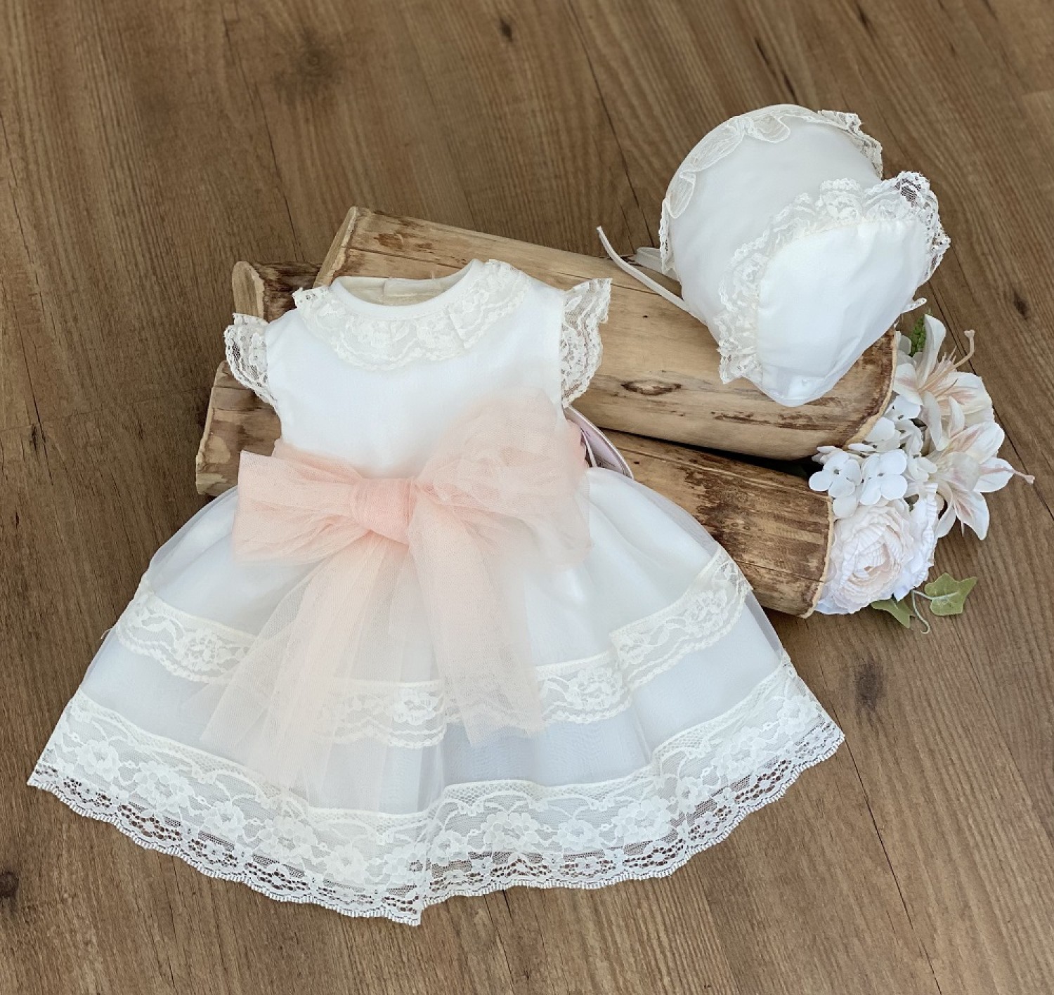 Conjunto para niña Vestido y capota de Bautizo. Varias talla | Primer Bebé Conjunto para niña Vestido y capota de Bautizo. Varias talla | Primer Bebé
