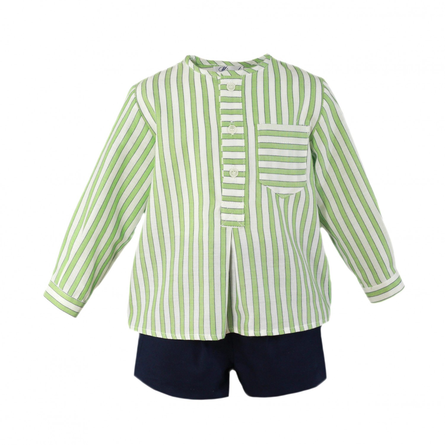 boys green striped shirt