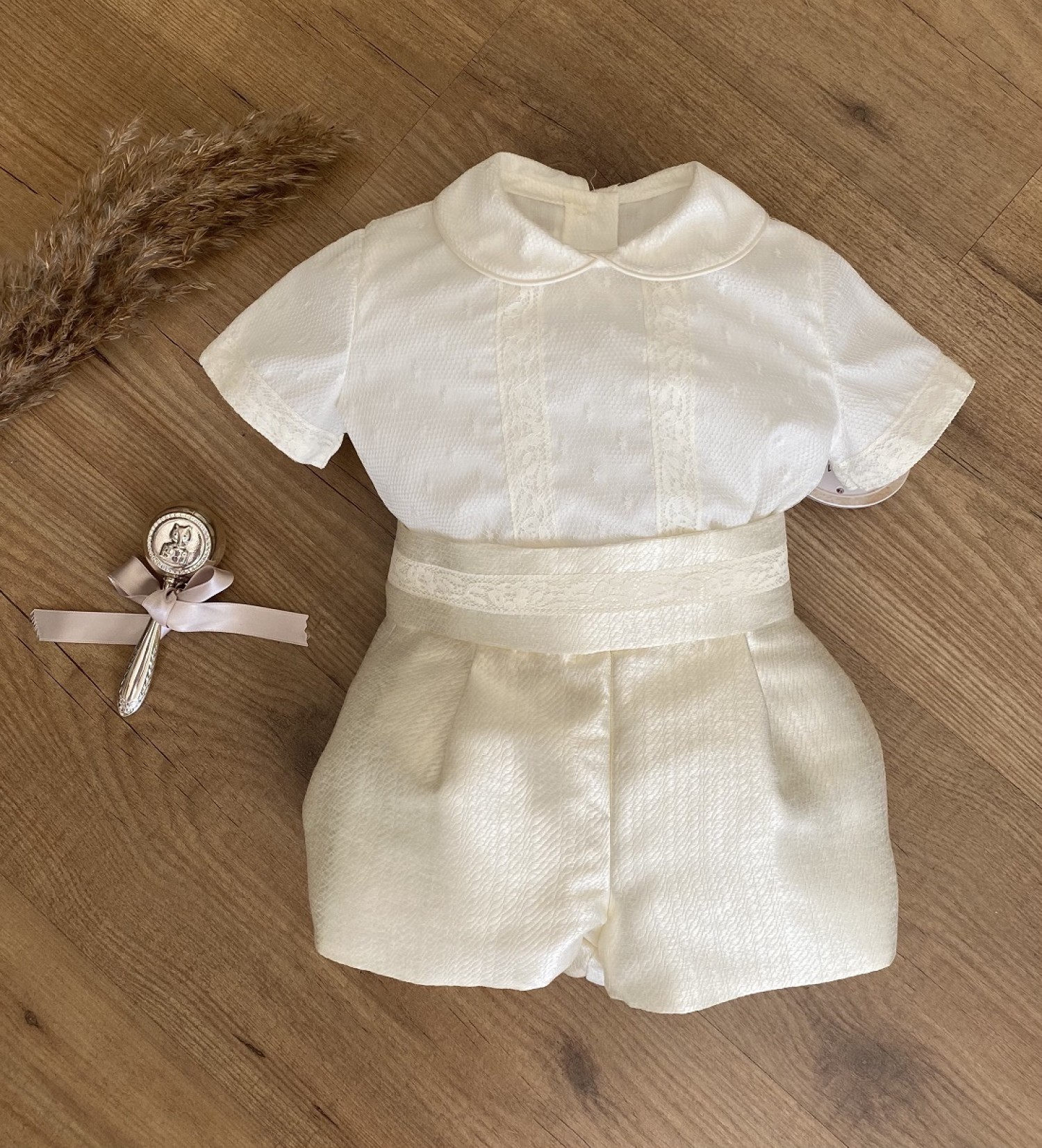 Conjunto para niño de Bautizo blusa y bombacho