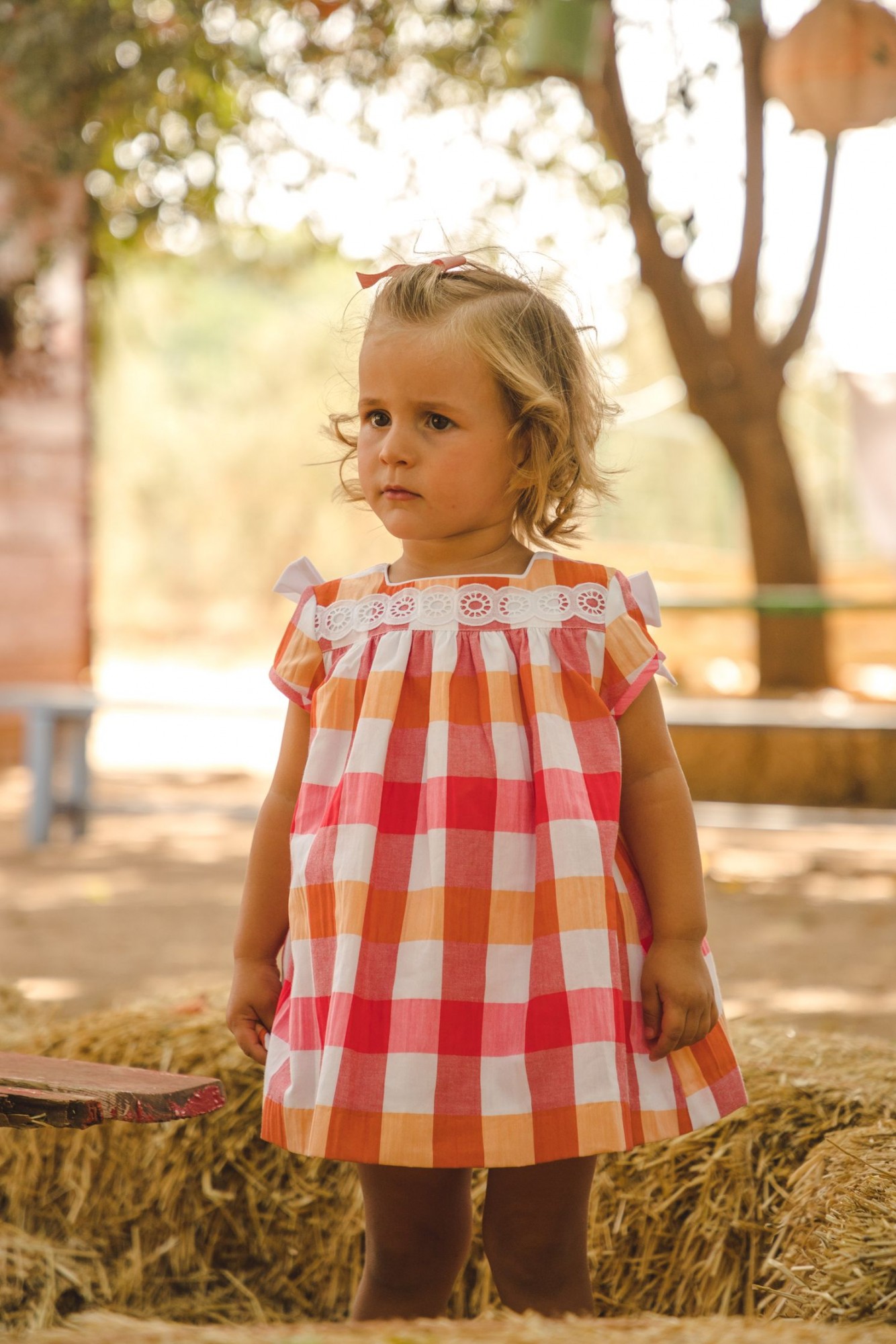Conjunto Vestido y braga en cuadros bicolor de Cocote Primer Bebe
