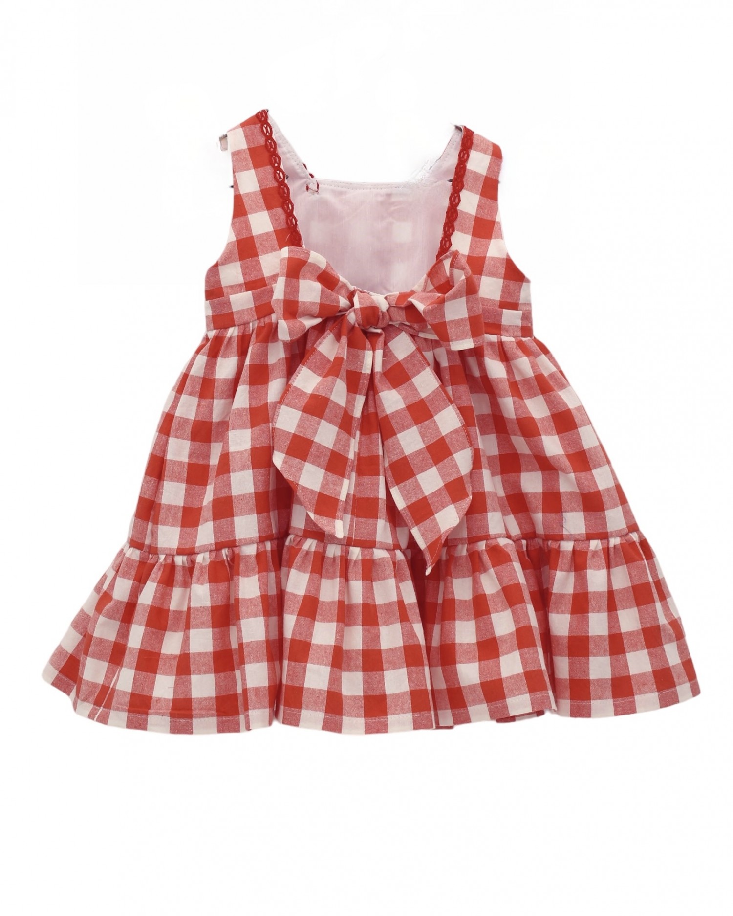 Vestido con cuadro vichy colección Amapolas de Foque Primer Bebé