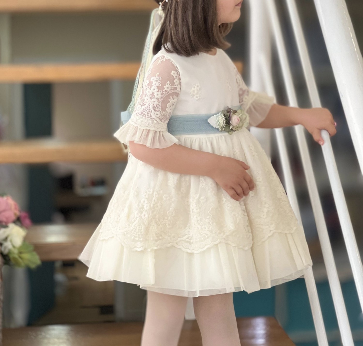 Vestido para arras o vestir con manga francesa. | Primer Bebé Vestido para arras o vestir con manga francesa. | Primer Bebé