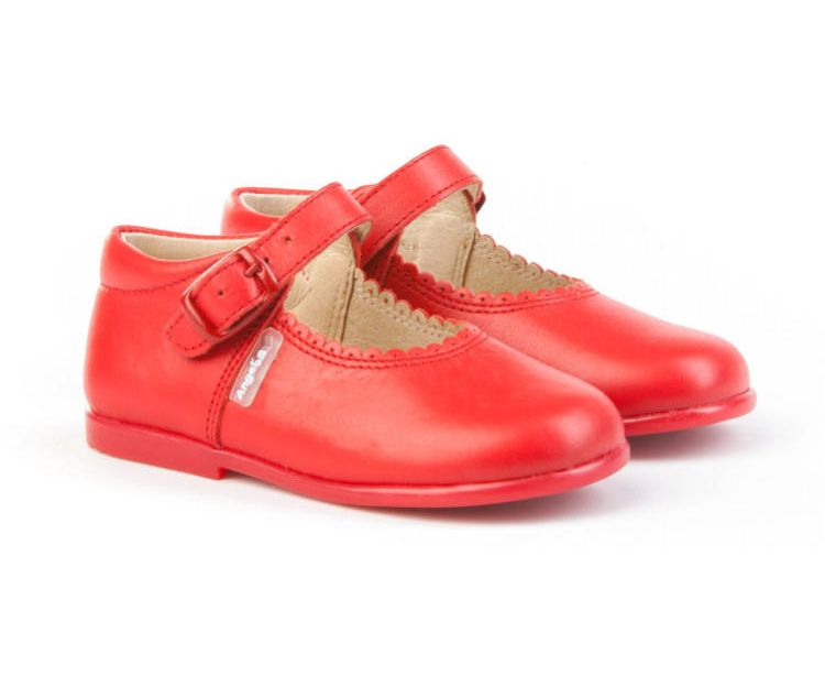 Zapato para niña de piel rojo. N. 20 | Primer Bebé